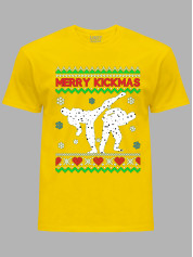 Новогодняя футболка мужская с принтом "Счастливого Рождества каратисты/Merry kickmas" (24110068)