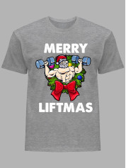 Новогодняя футболка мужская с принтом "Счастливого Рождества качок/Merry liftmas" (24110069)