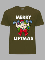 Новогодняя футболка мужская с принтом "Счастливого Рождества качок/Merry liftmas" (24110069)