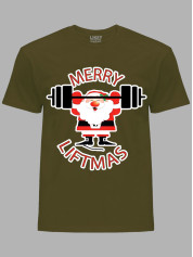 Новогодняя футболка мужская с принтом "Счастливого Рождества Спортсмен/Merry liftmas" (24110071)