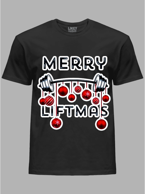 Новорічна футболка чоловіча з принтом "Різдвяна штанга" (24110072)