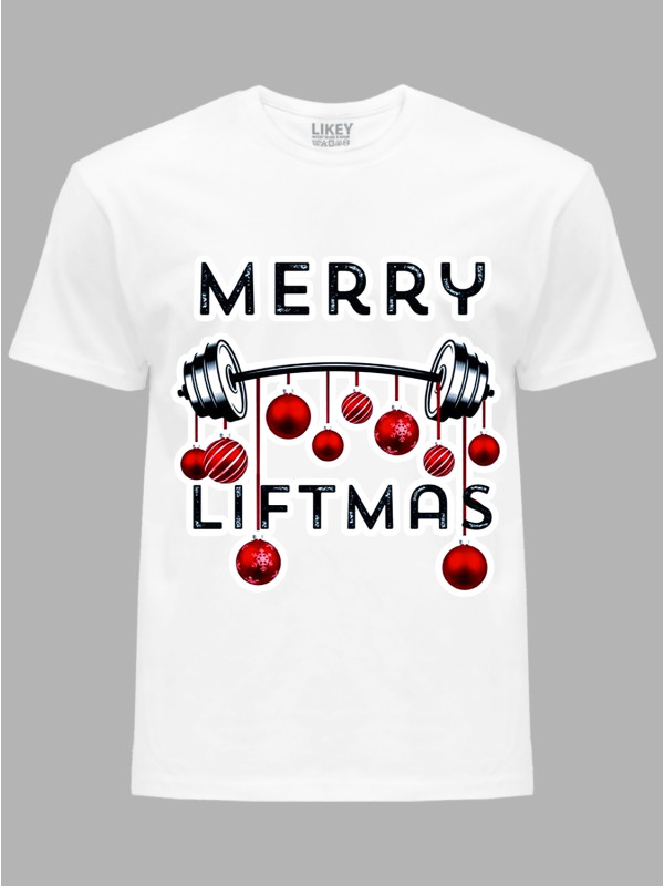Новорічна футболка чоловіча з принтом "Різдвяна штанга" (24110072)