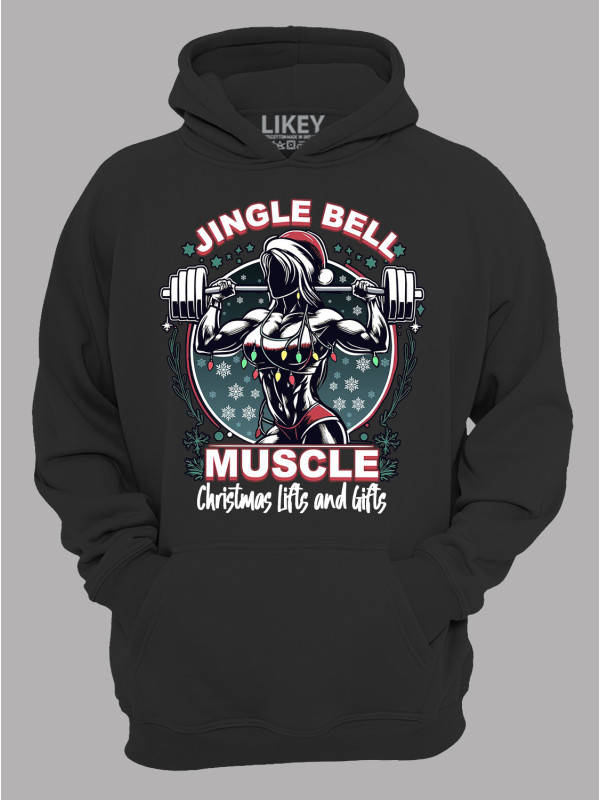 Худі з новорічним принтом "Різдвяні вправи для м'язів та подарунки/Jingle Bell - Muscle Christmas Lifts and Gifts" (24110073)