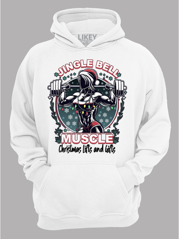 Худі з новорічним принтом "Різдвяні вправи для м'язів та подарунки/Jingle Bell - Muscle Christmas Lifts and Gifts" (24110073)