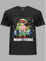 Новогодняя футболка мужская с принтом "Счастливого фитнес Рождества/Merry Fitmas" (24110074)