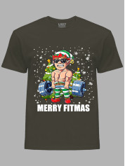 Новогодняя футболка мужская с принтом "Счастливого фитнес Рождества/Merry Fitmas" (24110074)