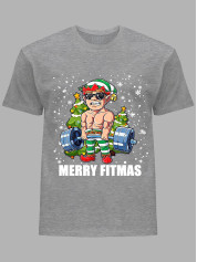 Новогодняя футболка мужская с принтом "Счастливого фитнес Рождества/Merry Fitmas" (24110074)