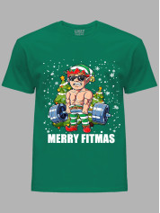Новогодняя футболка мужская с принтом "Счастливого фитнес Рождества/Merry Fitmas" (24110074)