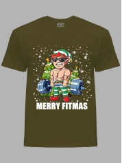 Новогодняя футболка мужская с принтом "Счастливого фитнес Рождества/Merry Fitmas" (24110074)