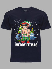 Новогодняя футболка мужская с принтом "Счастливого фитнес Рождества/Merry Fitmas" (24110074)