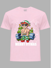 Новогодняя футболка мужская с принтом "Счастливого фитнес Рождества/Merry Fitmas" (24110074)