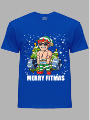 Новогодняя футболка мужская с принтом "Счастливого фитнес Рождества/Merry Fitmas" (24110074)