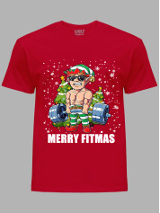 Новогодняя футболка мужская с принтом "Счастливого фитнес Рождества/Merry Fitmas" (24110074)