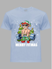 Новогодняя футболка мужская с принтом "Счастливого фитнес Рождества/Merry Fitmas" (24110074)