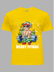 Новогодняя футболка мужская с принтом "Счастливого фитнес Рождества/Merry Fitmas" (24110074)