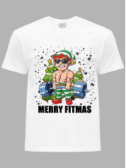 Новогодняя футболка мужская с принтом "Счастливого фитнес Рождества/Merry Fitmas" (24110074)
