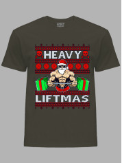 Новогодняя футболка мужская с принтом "Heavy Liftmas" (24110075)