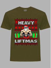 Новогодняя футболка мужская с принтом "Heavy Liftmas" (24110075)