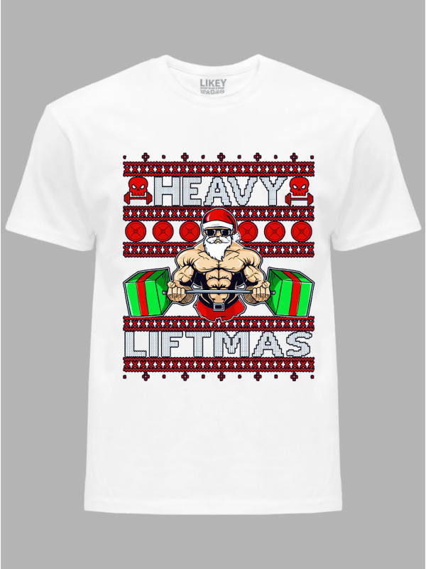 Новорічна футболка чоловіча з принтом "Heavy Liftmas" (24110075)