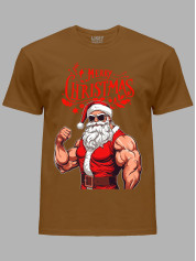 Новорічна футболка чоловіча з принтом "З Різдвом Санта спортсмен" (24110076)