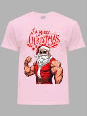Новорічна футболка чоловіча з принтом "З Різдвом Санта спортсмен" (24110076)