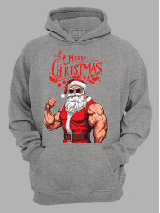 Худи с новогодним принтом "С Рождеством Санта спортсмен" (24110076)