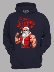 Худи с новогодним принтом "С Рождеством Санта спортсмен" (24110076)