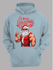 Худи с новогодним принтом "С Рождеством Санта спортсмен" (24110076)