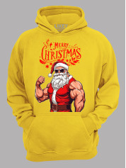 Худи с новогодним принтом "С Рождеством Санта спортсмен" (24110076)