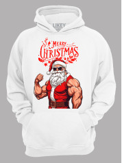 Худи с новогодним принтом "С Рождеством Санта спортсмен" (24110076)
