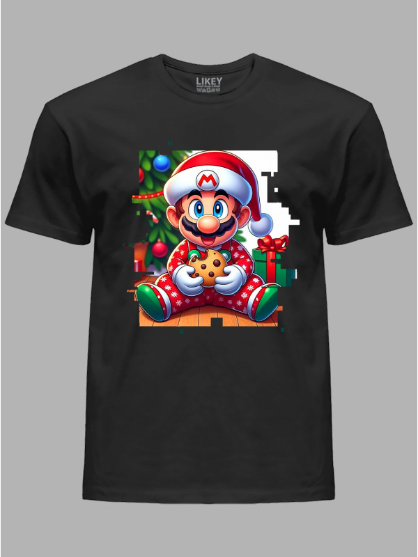 Футболка дитяча "Різдвяний Супер Маріо з печівом/Christmas Super Mario with cookie" (24110088)