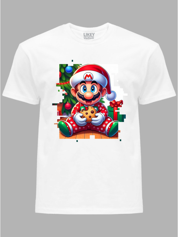Футболка дитяча "Різдвяний Супер Маріо з печівом/Christmas Super Mario with cookie" (24110088)