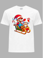 Футболка дитяча "Санта Супер Маріо у санчатах/Santa Super Mario in a sleigh" (24110089)