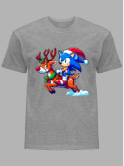 Футболка детская "Соник на праздничном олене/Sonic on a holiday deer" (24110092)