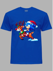 Футболка детская "Соник на праздничном олене/Sonic on a holiday deer" (24110092)