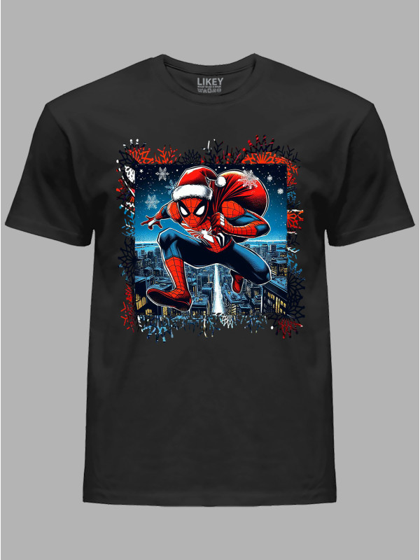 Футболка дитяча "Санта Людина-Павук поспішає/Santa Spider-Man is in a hurry" (24110097)