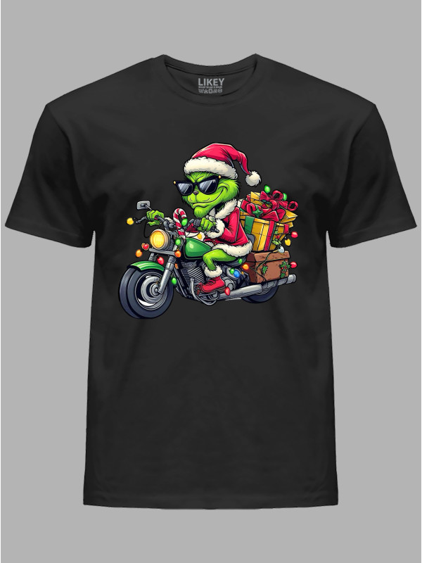 Футболка дитяча "Санта Грінч на мотоциклі/Santa Grinch on a motorcycle" (24110102)