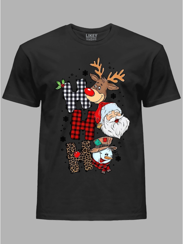 Футболка дитяча "Санта Олень Сніговик Хо Хо Хо/Santa Deer Snowman Ho Ho Ho" (24110110)