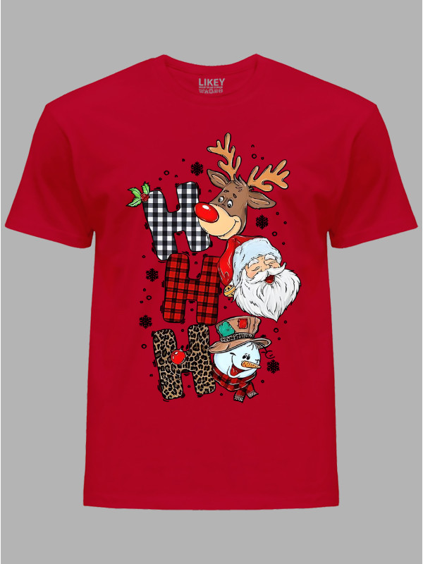 Футболка дитяча "Санта Олень Сніговик Хо Хо Хо/Santa Deer Snowman Ho Ho Ho" (24110110)