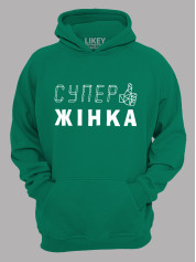 Толстовка худі з принтом Супер Жінка, 2501048