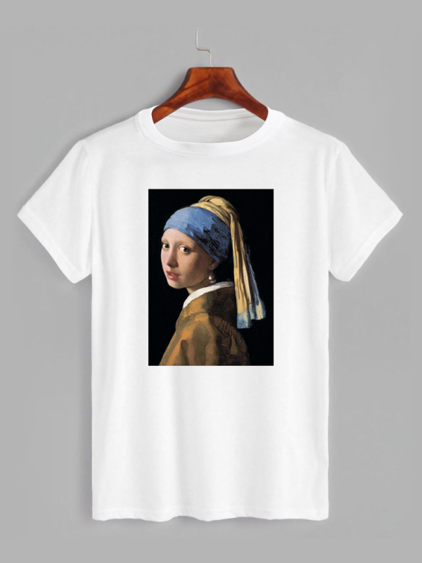 Футболка з принтом Girl with a pearl earring (Дівчина з перловою сережкою Вермер) (0136)
