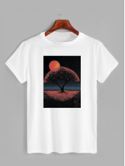 Футболка с принтом Tree in the moonlight (Дерево в закате) (0152)