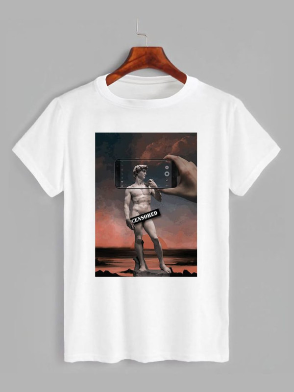 Футболка з принтом Сюреалізм Давид від Мікеланджело (0172)