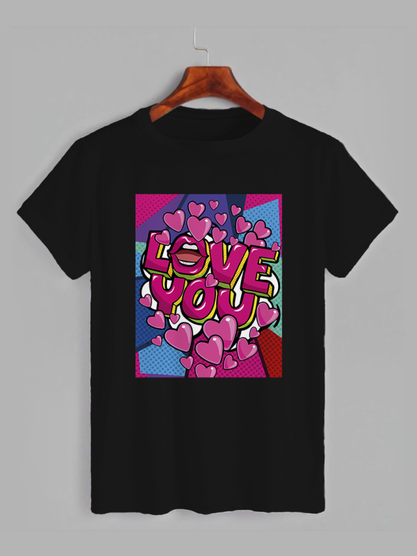 Футболка на день закоханих з принтом Поп-арт Кохаю тебе (1013)