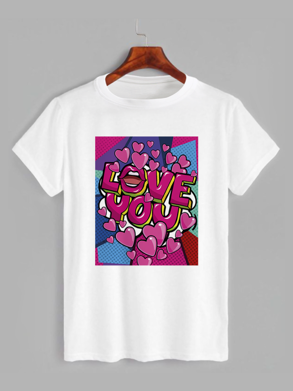 Футболка на день закоханих з принтом Поп-арт Кохаю тебе (1013)