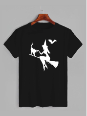 Футболка з принтом Witch and Cat Хеллоуїн (2330)