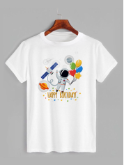 Футболка з принтом З Днем нарождения Космонавт (0810)