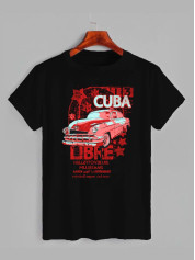 Чоловіча чорна футболка з принтом Cuba розмір M