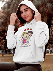 Худі на день закоханих з принтом Love is - дякувати їй за те, що вона увійшла в твоє життя (0202)