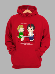 Худі на день закоханих з принтом Love is - подивитися поглядом, який висловлює все (0204)